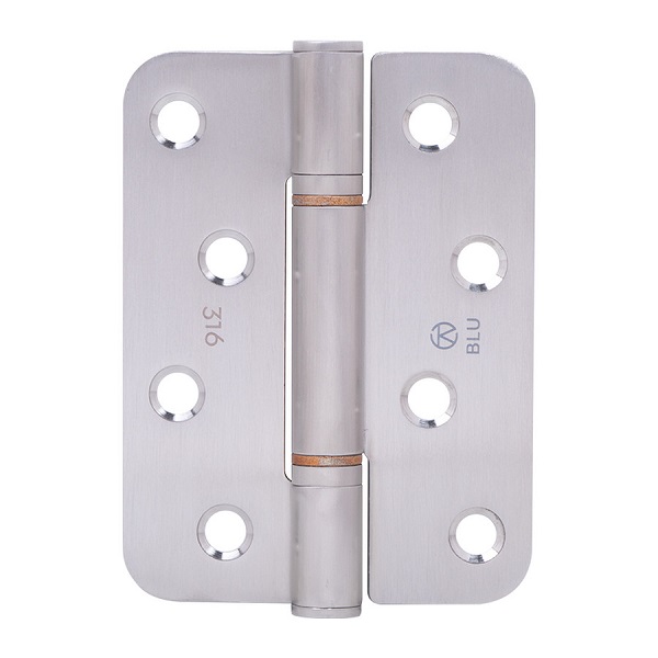 Stainless Steel Radius Butt Hinge - Self Lubricating Phosphor Bronze Washered  - 316 Marine Grade  - 120kg Max Load Bearing